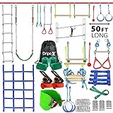 Dripex Ninja Warrior Hindernisparcours für Kinder - 15m×2 Ninja Slackline und 10 langlebige...