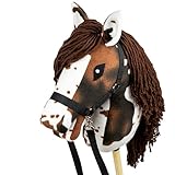 SKIPPI Hobby Horse Braunschecke, Großes Steckenpferd A3, Schecke Hobby Horse mit einem Halfter und...