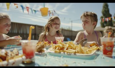 Pommes im Freizeitbad als Stärkung