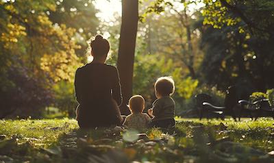 au pair unterwegs mit den Kindern im Park