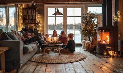 gemütliches Wohnzimmer mit Kamin