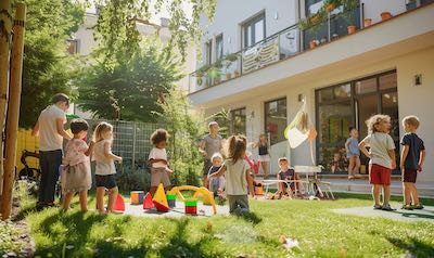 kinder spielen im kindergarten freie kitaplätze