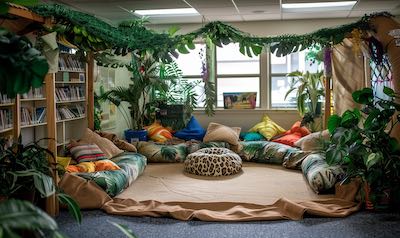 themen leseecke klassenzimmer dschungel kinder lesen