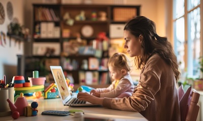 homeoffice mit kleinkind alltag erschoepft