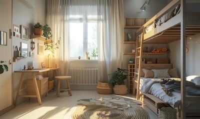 hochbett kinderzimmer stauraum schreibtisch unter dem bett einrichten