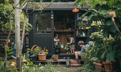 kinder spielen gartenhaus rückzugsort garten